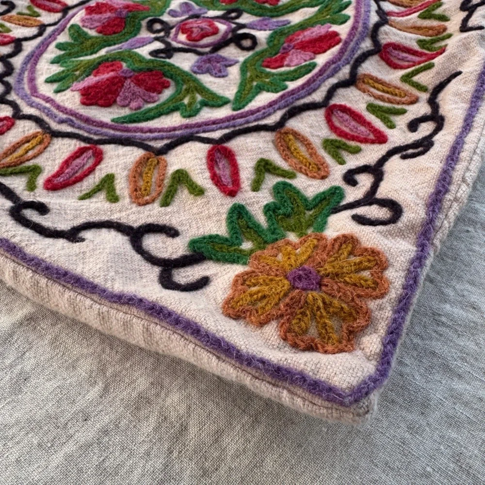 Vintage Kashmiri Crewel Embroidery Pillow Cover 16